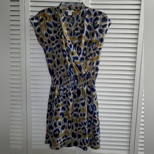 Bar III Blue and Gold Animal Print Mini Dress Size S
